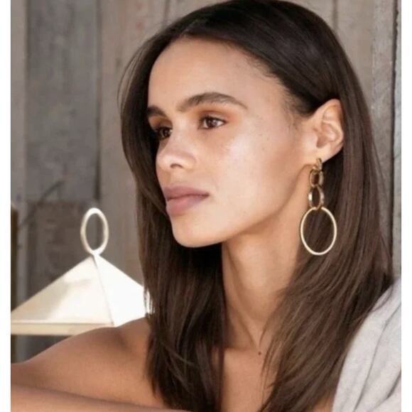 Vita Fede Cassio Earrings Gold Plated Stainless Seel Modular Hoops - Picture 2 of 8